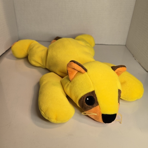Ty Other - Ty Pillow Pal 1998 Vintage Rusty The Raccoon 16" Yellow Plush Stuffed Animal